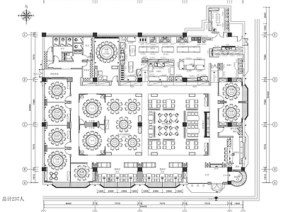 现代中餐厅 中餐厅平面布置图 餐 施工图