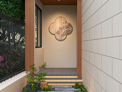 现代庭院 庭院 景观 花园 青石汀步