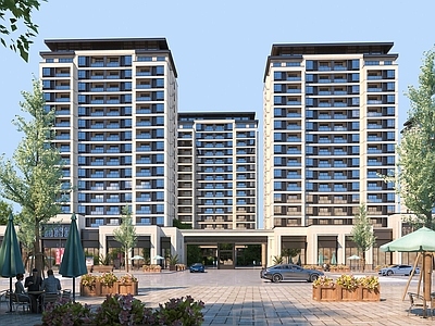 新中式建筑小区住宅