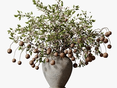 现代中古花艺 花艺摆件 陶罐花瓶 绿植花艺 餐桌摆件