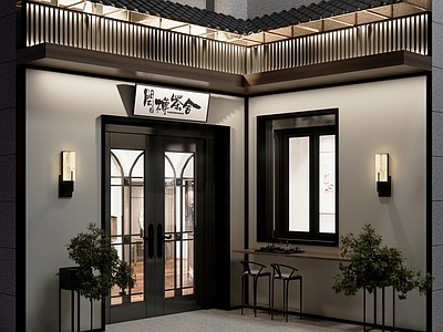 新中式中式中餐厅 中餐厅明档 茶楼 茶楼门头 门头