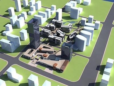 现代鸟瞰规划 创意园