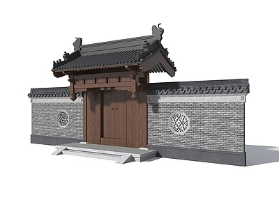中式入口 中式垂花门 古建大门 古建院门 民居院门入口 中式入口