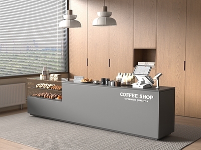 现代其他桌子 现代工作台 咖啡厅工作台 奶茶店操作台 收银台 面包店展 柜 备餐区
