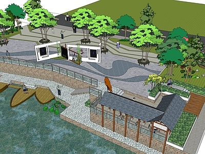 现代新中式滨水景观 滨水广场 湖边广场 公共广场 休闲广场 滨湖公园