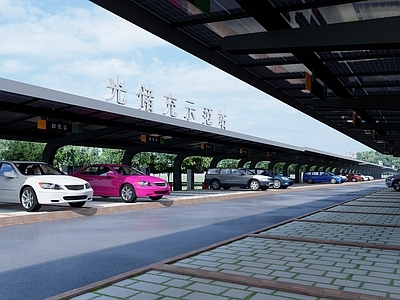 现代停车场 机动车停车场 车棚 充电桩停车场 户外停车场 智慧停车场