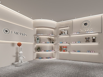 现代奶油母婴店 儿童鞋子展厅 直播间背景 饰品