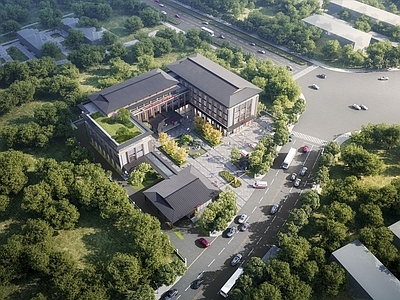 中式现代医院建筑 中式宋韵卫生院