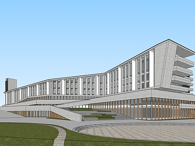 现代新中式学校建筑 教学楼学校 教学建筑 教室 校园建筑