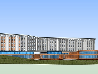 现代新中式学校建筑 教学楼学校 教室 教学建筑 校园教学楼