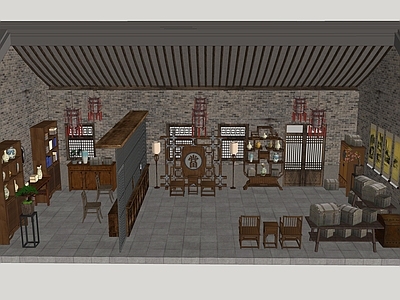 中式其他店铺 当铺 空间设计 影视美陈