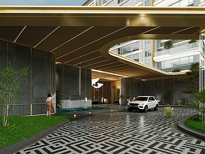 现代新中式售楼处建筑 绿城 入口 高端大气 示范区