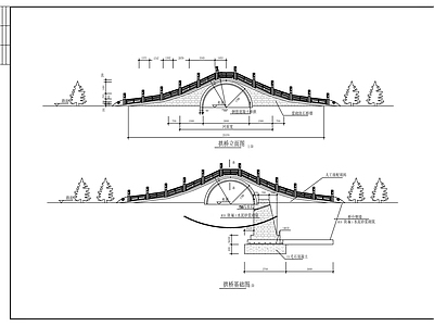 现代其他景观 古典石桥建筑图 施工图