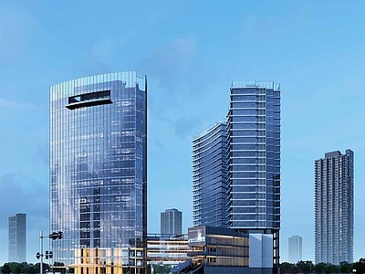 现代酒店建筑 办公酒店综合体建