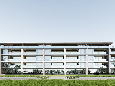 现代小区建筑 现代叠墅 未来主义叠墅