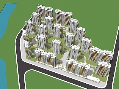 现代简约小区建筑 现代四代住宅