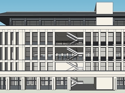 现代新中式学校建筑 教学楼学校 学院楼学校 教室 工程学院