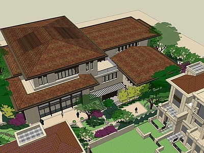 复古简欧售楼处建筑 古典会所 古典售楼处