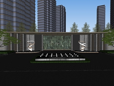现代小区建筑 豪宅住宅及大门