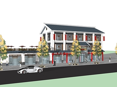 新中式禅意酒店建筑 多层酒店建筑