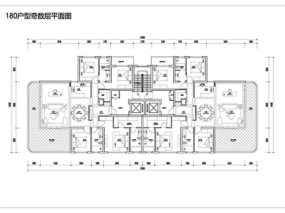 现代新中式住宅楼建筑 180四代宅户型 未来社区户型方案 第四代住宅户型 空中院墅户型方案 施工图