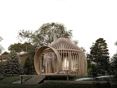 现代简约树屋 森林树屋 铝屋木屋 鸟笼特色树屋