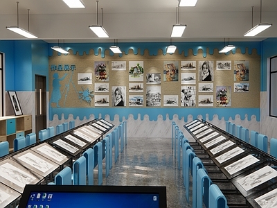 现代新中式其他学校空间 学校大厅 功能室美术室