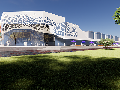 现代极简商场建筑 商业mall