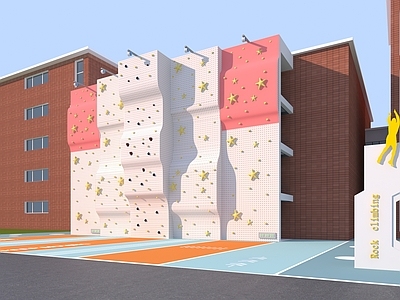 现代其他景观小品 现代其他小品 攀岩墙 校园运动景观
