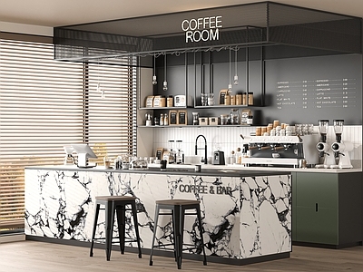 现代咖啡厅 奶茶店 咖啡吧台 咖啡机 工作台 操作台