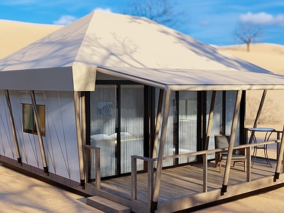 现代极简风格建筑 帐篷木屋 森林木屋 沙漠帐篷 网红民宿 文旅住宿