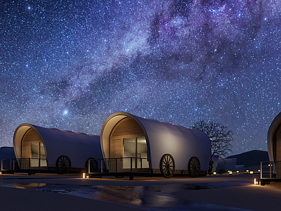 复古原木风格建筑 马车帐篷 特色车屋 草原车屋