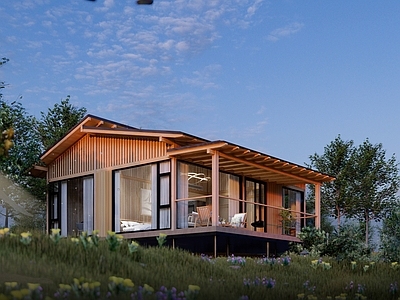 现代新中式木屋 文旅住宿单元 两房一厅家庭房 度假木屋 森林木屋