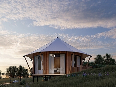 现代原木树屋 森林帐篷 帐篷木屋 文旅帐篷 住宿单元 装配式绿色建筑