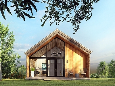 现代原木木屋 景区住宿单元 家庭房两房一厅 木屋酒店 网红住宿 文旅建筑