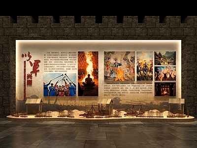 现代新中式博物馆 历史文化博物馆 古代战争场景展示 民俗文化展厅展墙 历史文明沿革展厅 地方档案馆展厅