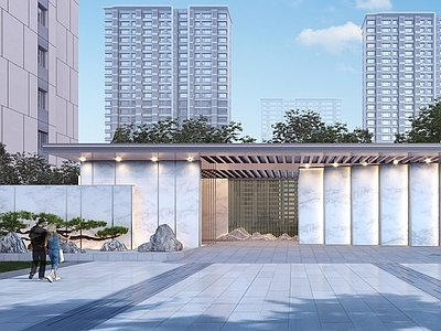 现代小区建筑 现代小区大门