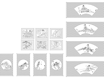 新中式中式挂画 中国画 国画 山水画 软装摆件 挂画 施工图