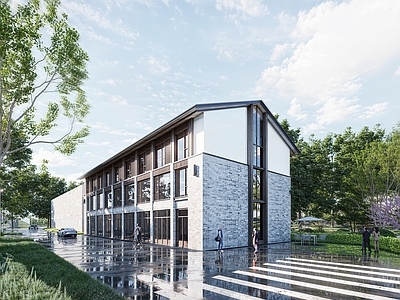 新中式中古乡村民房 文化青砖建筑 新中式建筑 新中式住宅 仿古建筑