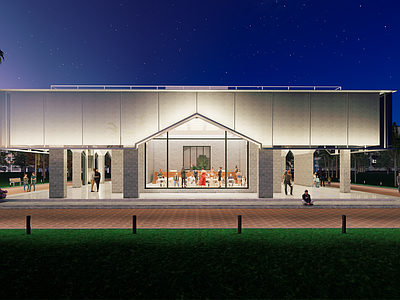 现代新中式展览馆建筑 乡村振兴 交流中心