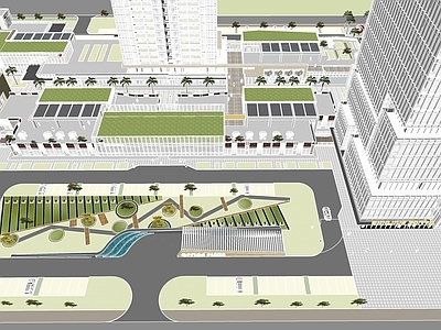 现代简约办公景观 现代商业办公景观 商业街区景观 现代商业办公建筑 商业小游园景观
