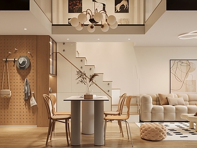 奶油复古公寓 复式公寓 奶油