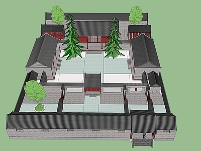 新中式中式古建筑 四合院 新中式四合院