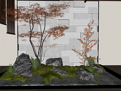 禅意侘寂别墅庭院 下沉庭院 禅意茶室庭院 庭院景观 茶室软装家具