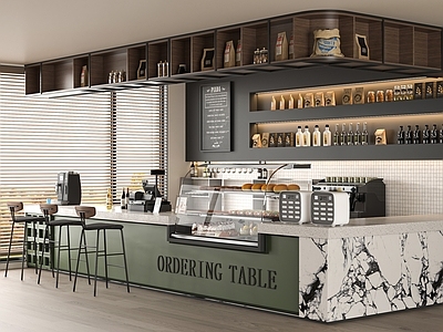 现代咖啡厅 奶茶店 咖啡吧台 咖啡机 工作台 操作台