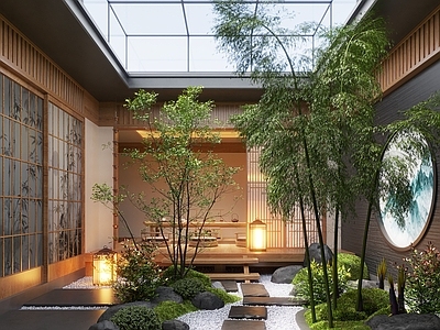 新中式庭院 新中式天井庭院景 景观造景 景观植物 苔藓景观 天井景观