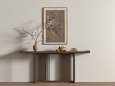 新中式条案 新中式条案 端景台 吊灯 装饰画