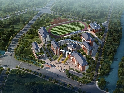 现代室外建筑鸟瞰图