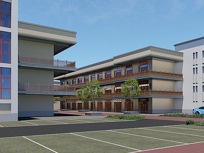 新中式中式古建筑 中式 商业 街道 古建