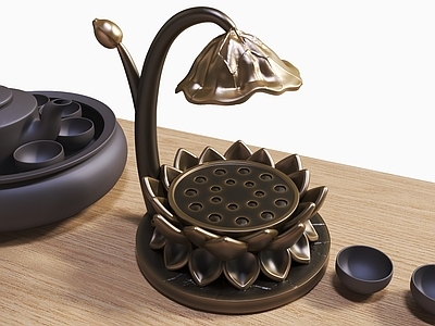茶具 莲花底座 莲花 茶杯 茶壶 茶盘